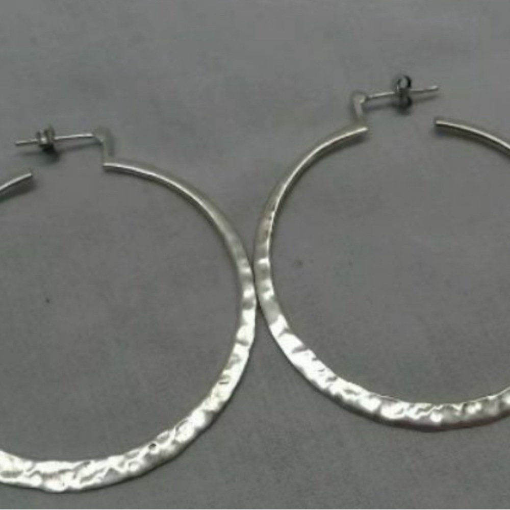 Silpada Sterling Silver Hammered 2” hoops